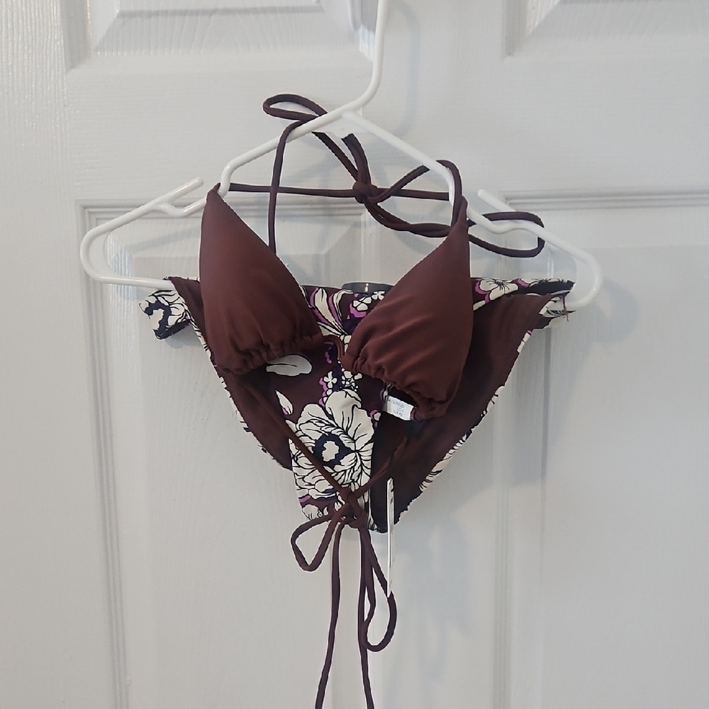 Express Brown and White Bikini- Small Top And Medium Bottom